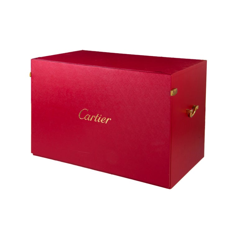 Cartier Red Wooden Jewelry Watch Display Case, Two Extra Boxes + Book For Sale