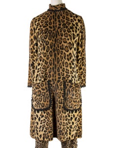 1970's Mollie Parnis Velvet Leopard Print 2PC Pantsuit