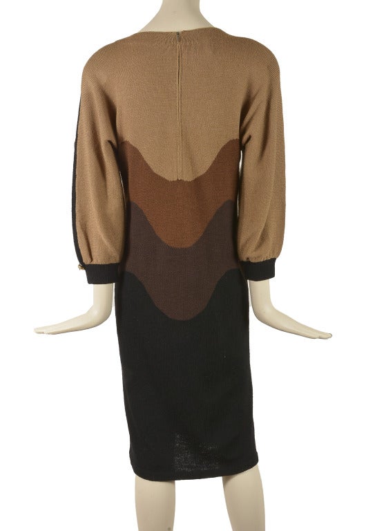  Adolfo Vintage 1980'S Brown Sweater Dress  In Excellent Condition In Boca Raton, FL