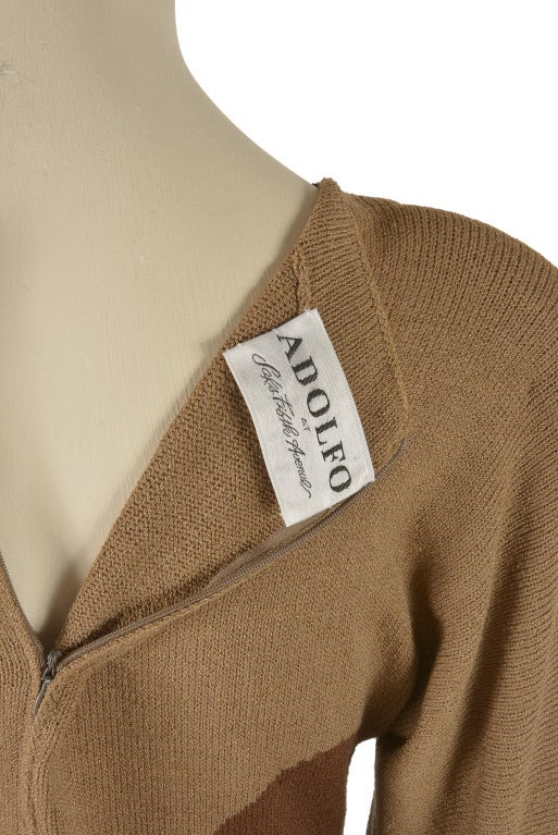  Adolfo Vintage 1980'S Brown Sweater Dress  2