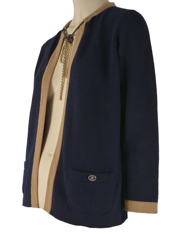 NEW Chanel Cashmere Sweater - Navy and Gold - Size 40