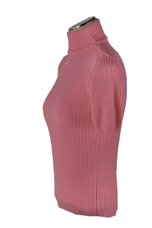 pink mock turtleneck short sleeve