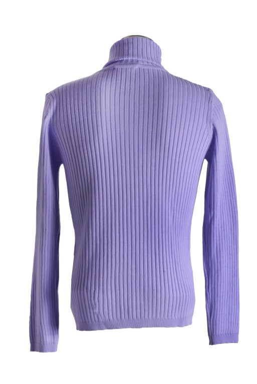 New Courreges Purple Knit Turtleneck Long Sleeve Sweater Size Small 1
