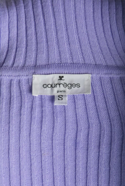 New Courreges Purple Knit Turtleneck Long Sleeve Sweater Size Small 2