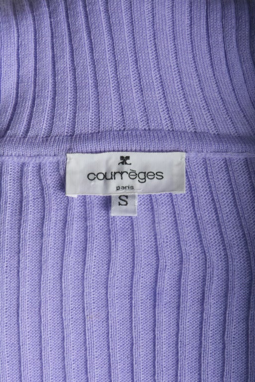 New Courreges Purple Knit Turtleneck Long Sleeve Sweater Size Small 2