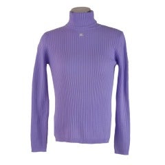 New Courreges Purple Knit Turtleneck Long Sleeve Sweater Size Small