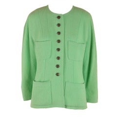Chanel Green Wool Box Jacket with Four Pockets 11