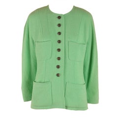 Chanel Green Wool Box Jacket with Four Pockets