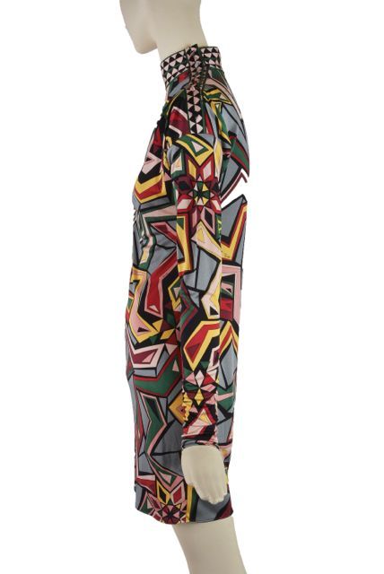 Emilio Pucci Mod Print Long Sleeve Dress Size 38 In Excellent Condition In Boca Raton, FL