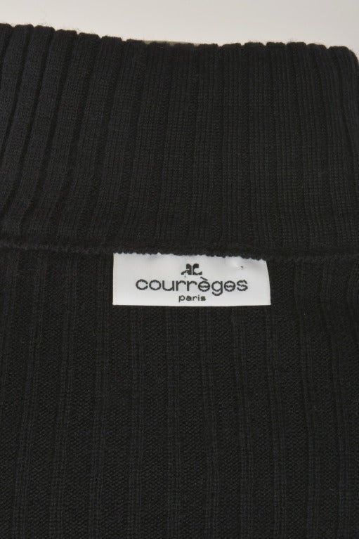 New Courreges Black Knit Cardigan Two Piece Sweater Set Size Large For Sale 4