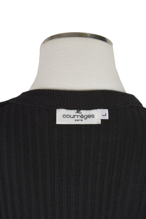 New Courreges Black Knit Cardigan Two Piece Sweater Set Size Large For Sale 3