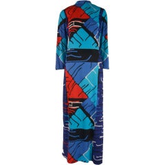 1960's Vintage Malcolm Starr Mod Print Long Sleeve Maxi Dress