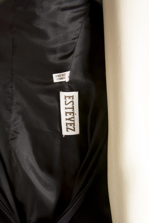 Vintage Estevez Black Cocktail Dress with White Taffeta Sleeves 2