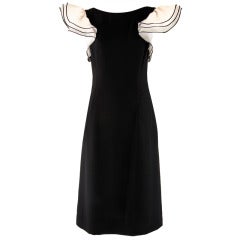 Vintage Estevez Black Cocktail Dress with White Taffeta Sleeves