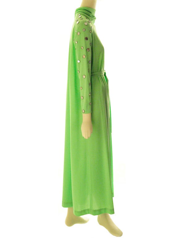 Women's Long Mirror Dress-Lime Green For Sale