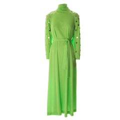 Vintage Long Mirror Dress-Lime Green
