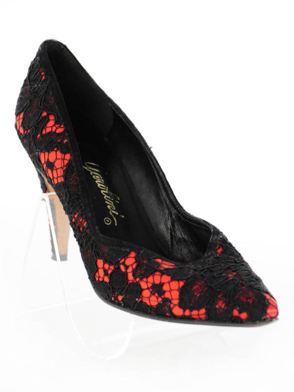 Women's Garolini Lace Pumps-Black & Red For Sale