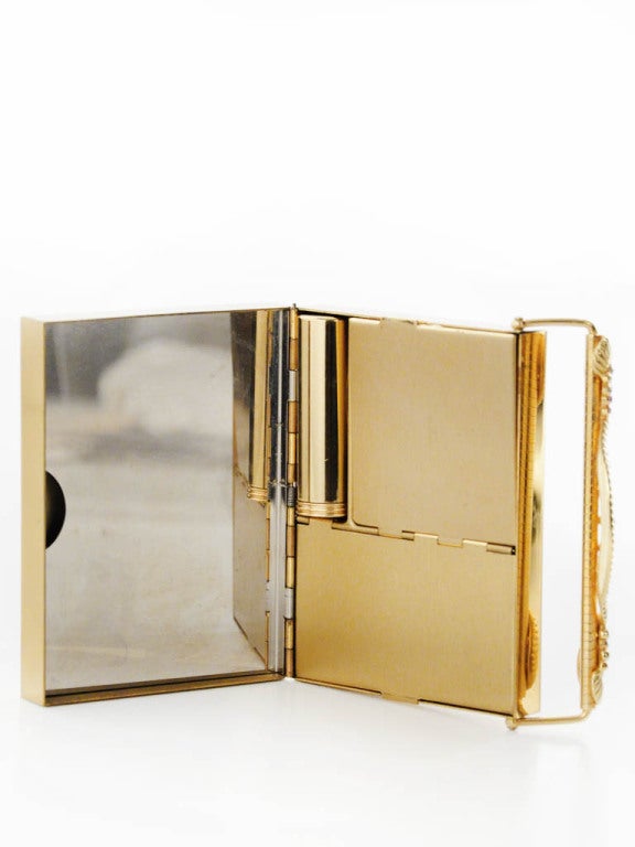 Minaudière Clutch-Gold With Black Faille Frame For Sale 1