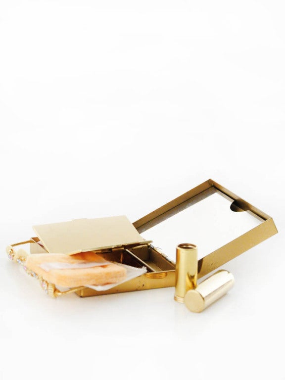 Women's Minaudière Clutch-Gold With Black Faille Frame For Sale