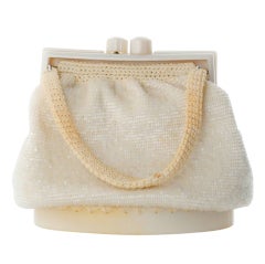 Vintage Lucite Bead Bag-White