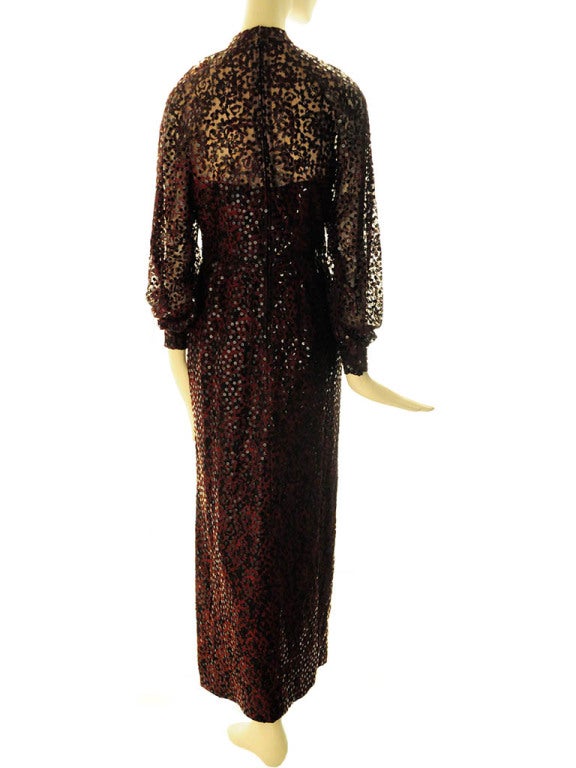Mollie Parnis Boutique-Burgundy Sequin Gown For Sale 1