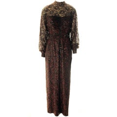 Mollie Parnis Boutique-Burgundy Sequin Gown 8