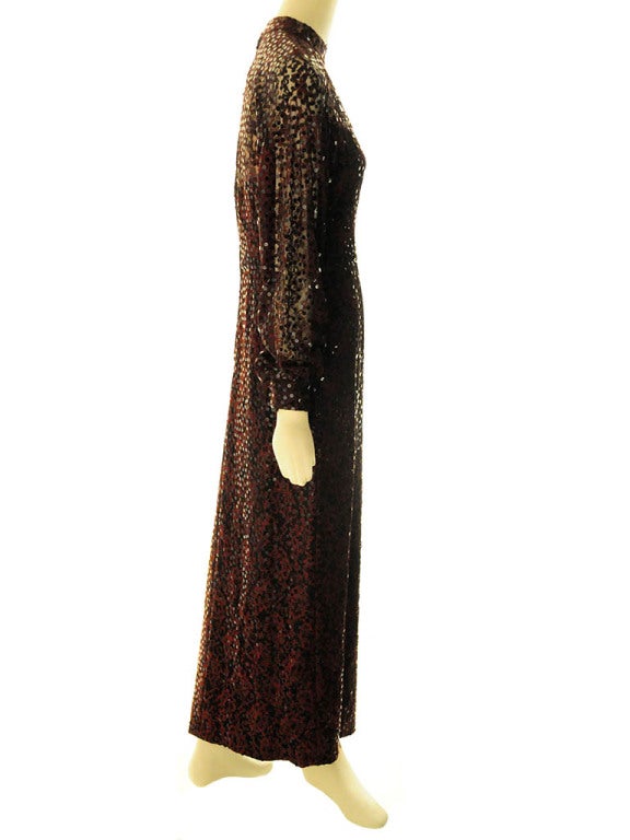 Women's Mollie Parnis Boutique-Burgundy Sequin Gown For Sale