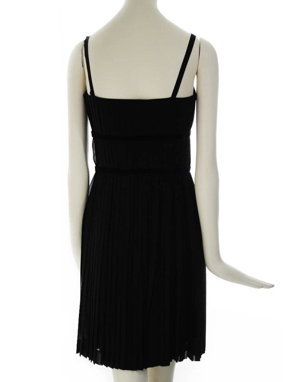 Vintage  Akris Black Pleated Cocktail Dress Mint In Excellent Condition For Sale In Boca Raton, FL