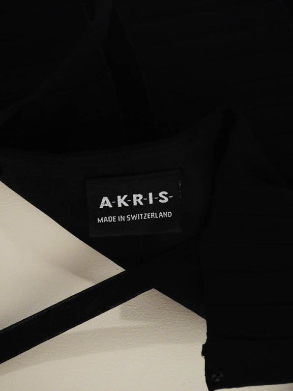 Vintage  Akris Black Pleated Cocktail Dress Mint For Sale 3