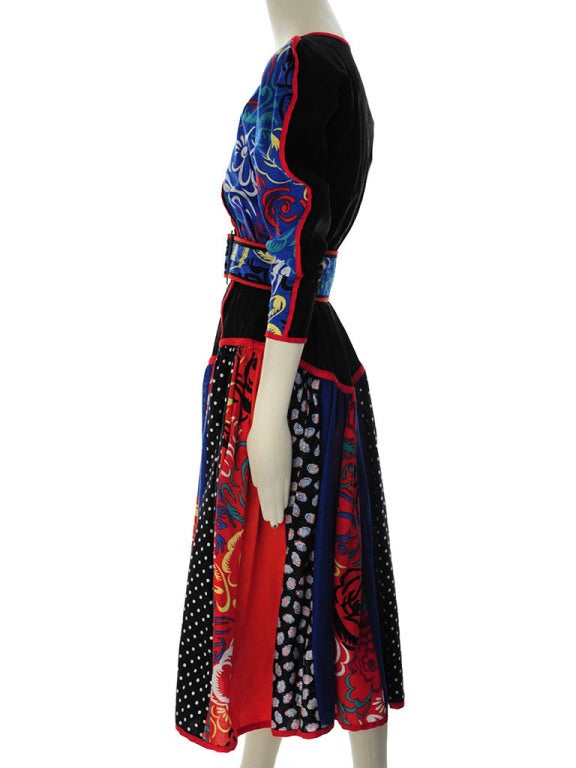 Black Vintage Jeanne Marc/ Bonwit Teller Bright Cotton Dress