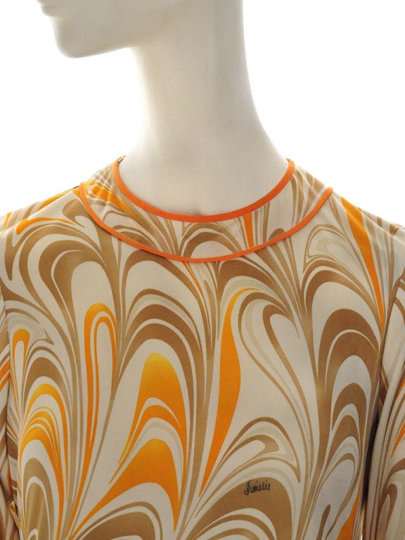 Vintage Emilio Pucci Silk Knit Orange Mini Shift Dress 1