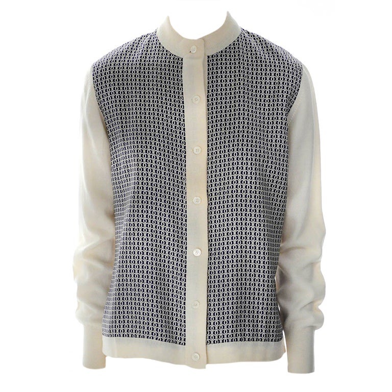 Vintage Hermes   Cardigan with Silk Front For Sale