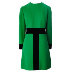 Vintage Jean Patou Boutique Green Geometric Mini Dress 6