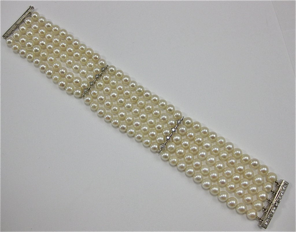 Pearl and Diamond Platinum Bracelet 1