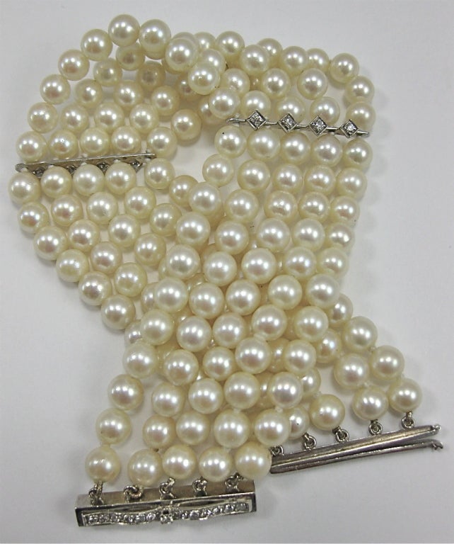 Pearl and Diamond Platinum Bracelet 3