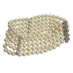 Vintage Pearl and Diamond Platinum Bracelet