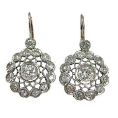 Diamond Platinum  Cluster Earrings