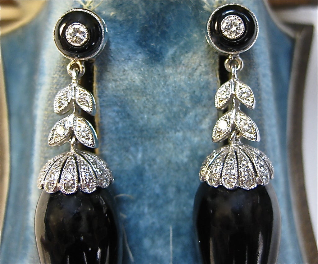 Diamonds & Onyx Pair of Earrings