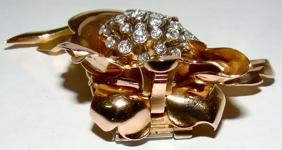 Women's VACHERON & CONSTANTIN Rose Gold and Diamond Flower Brooch Watch For Sale