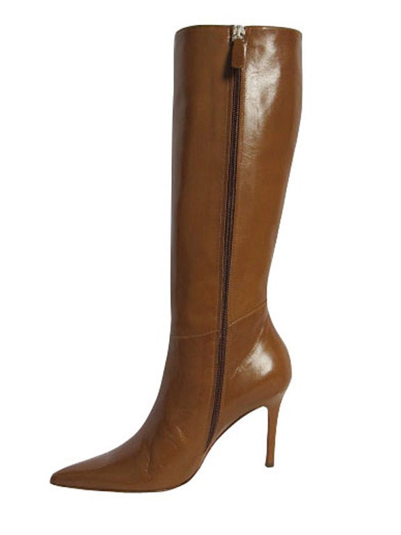 Women's Valentino Camel Colored Leather Boots For Sale