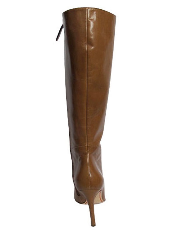 Valentino Camel Colored Leather Boots For Sale 2