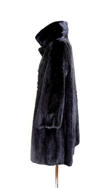 Black 1960's Natural Ranch Mink Coat For Sale