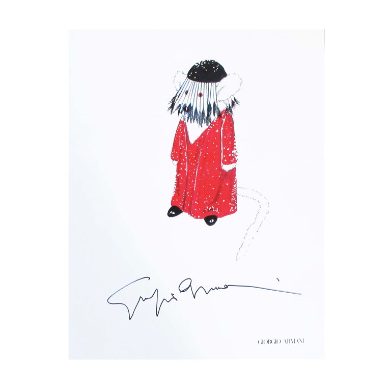 Mouse Couture Sketch by Giorgio Armani For Sale