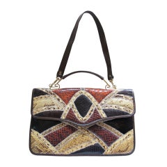 1970's Bags by Varon Snake and Lizard Skin Leather Handbag 2