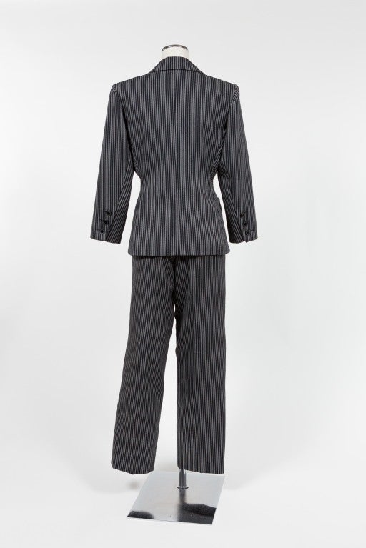 Black 1980's Saint Laurent Rive Gauche Three Piece Suit For Sale