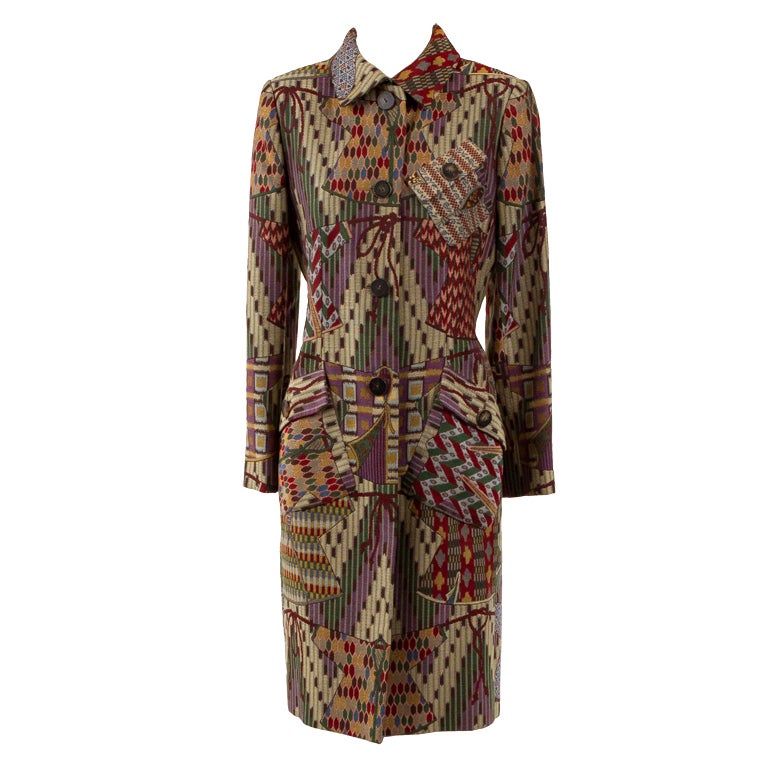 Early 1980's Bill Blass Tapestry-Style Coat For Sale
