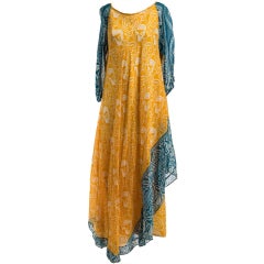 1970's Troubadour London Ethnic Print Dress