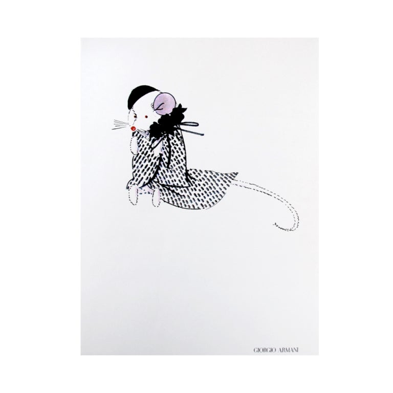 Mouse Couture Sketch by Giorgio Armani For Sale