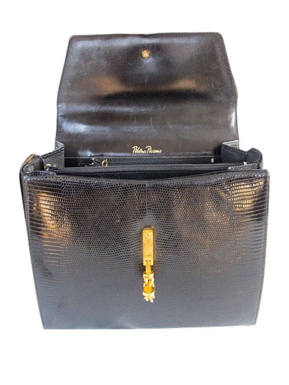 Women's 1980's Paloma Picasso Black Lizard Bag