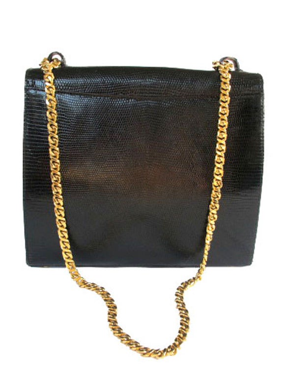 1980's Paloma Picasso Black Lizard Bag 1